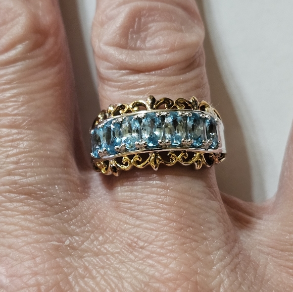 Genuine Cambodian Blue Zircon Ring Platinum over Sterling Silver Size 7! - Picture 11 of 12